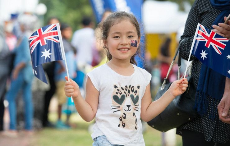 girl with Australian flags