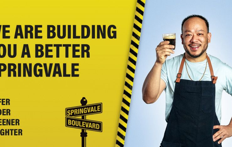 Picture of person with words, we are building you a better springvale