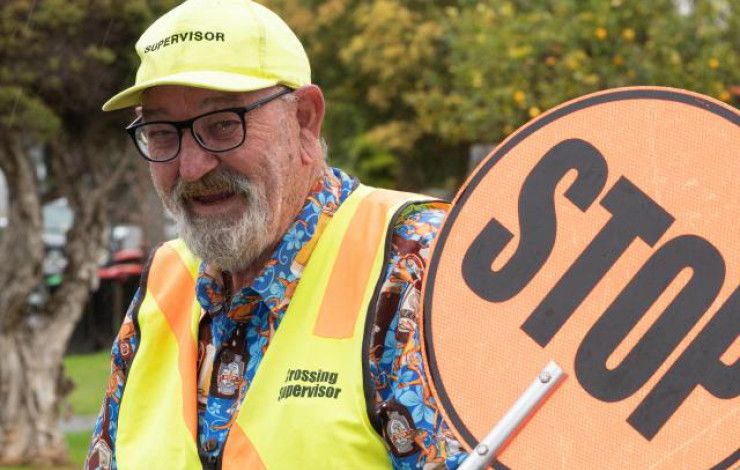 School Crossing Supervisor Frank D'Arcy put Safety First