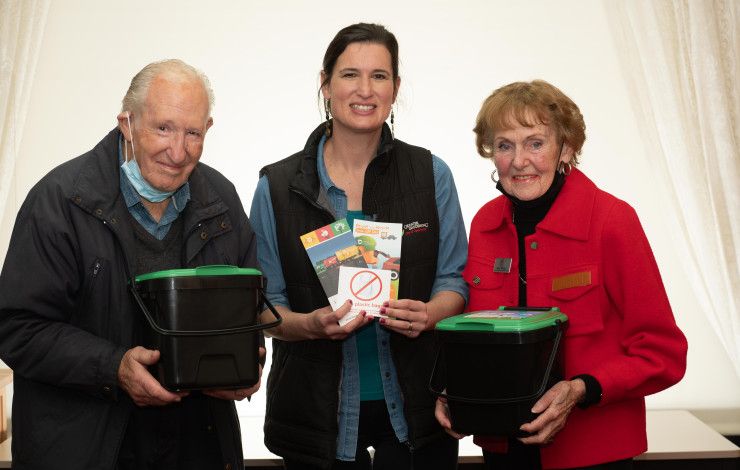 Residents from Parkglen Retirement Village with Council's Waste Education Officer Samantha Ondrus.