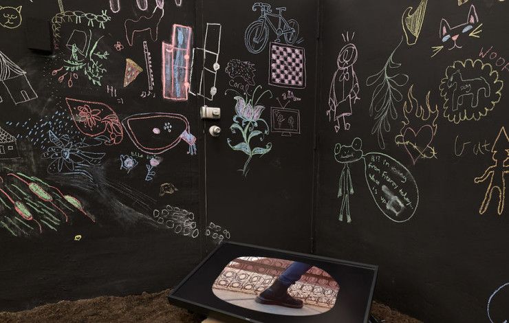 Chalk drawings on a black background