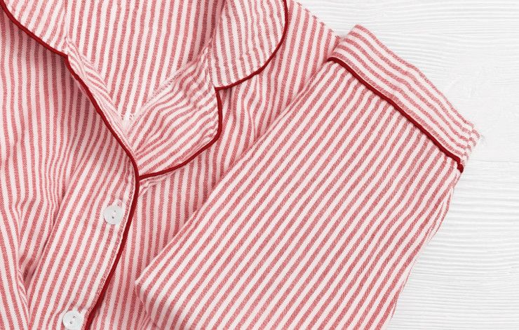 Pyjama top with red strips