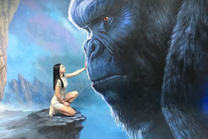 picture of a girl and a gorilla 