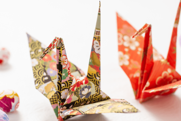 Origami paper cranes. 