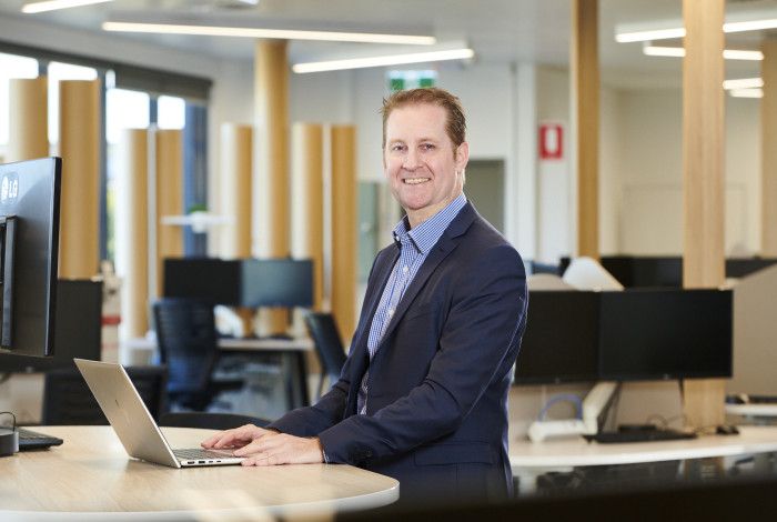 Male Business owner working at computer