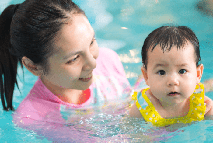 Mum and baby in the pool