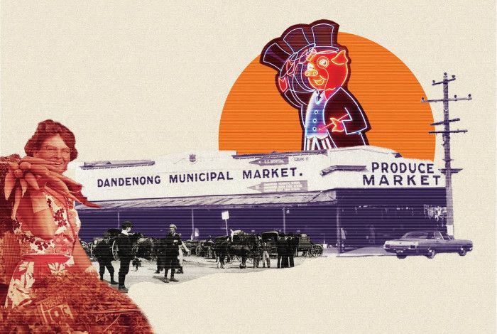 Coloured image of the Dandenong Market and Dandy Pig