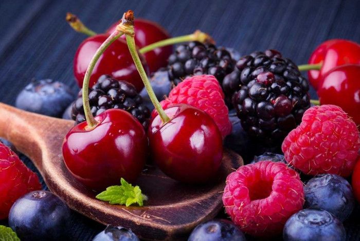 bowl of berries and cherries