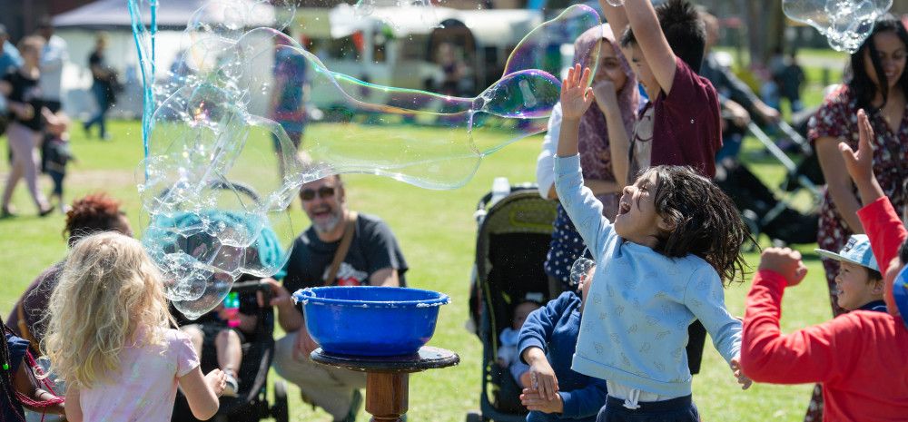 Children having bubble fun