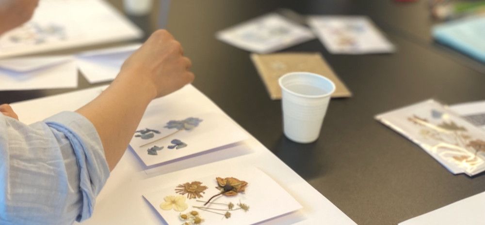 people making pressed flowers 