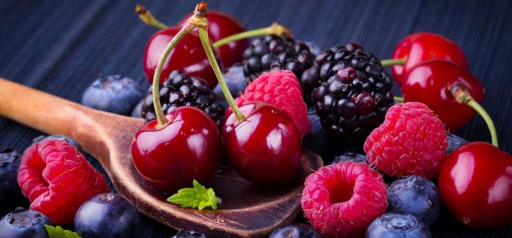 bowl of berries and cherries