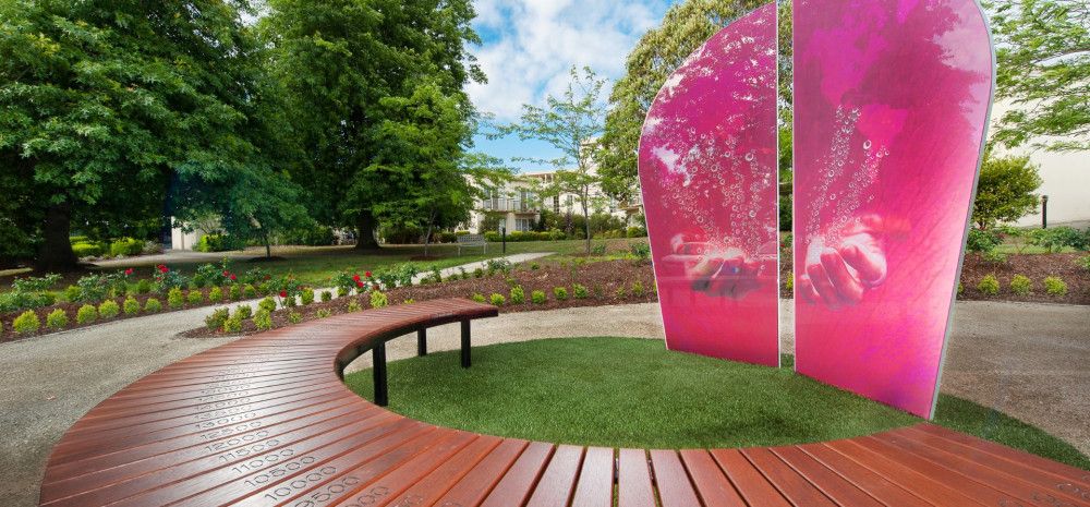 Picture of display panels at the Enterprise Hostel tribute garden