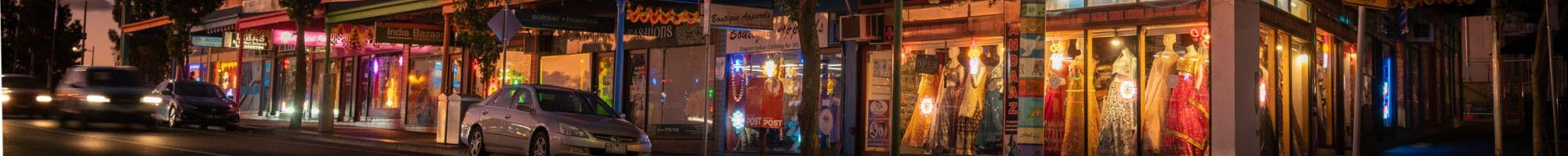 Shops in the Little India Precinct with the neon lighting