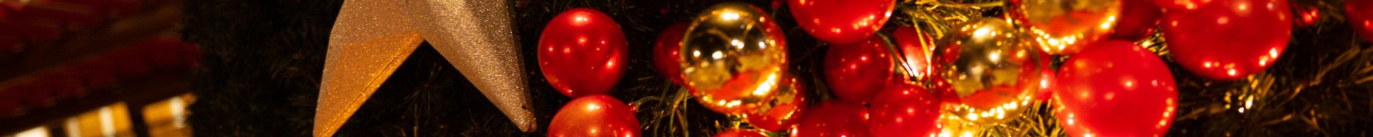 Close up of decorations on a christmas tree