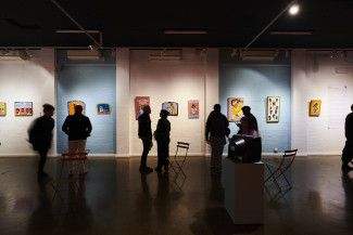 People enjoying the exhibition on opening night