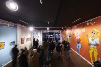 People enjoying the exhibition on opening night